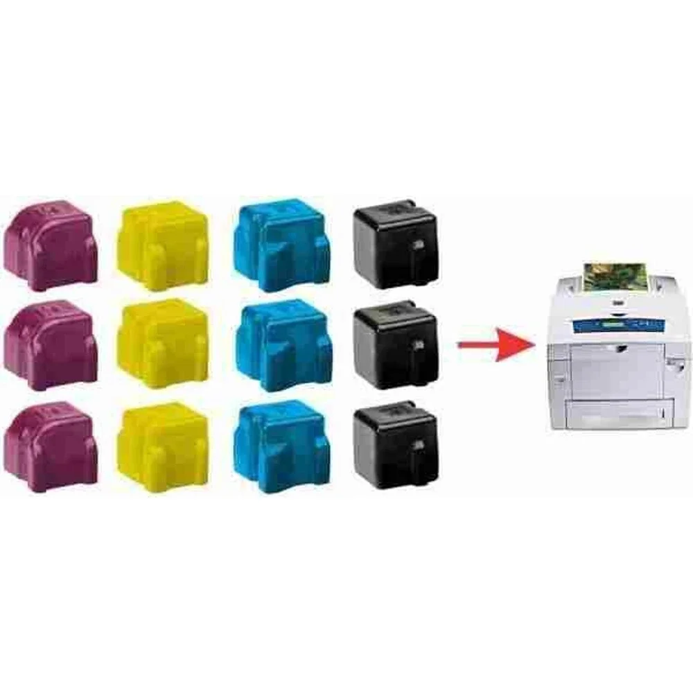 12 Xerox 8560 Ink Yellow Cyan Magenta Black Phaser Set 108R00725 108R00727